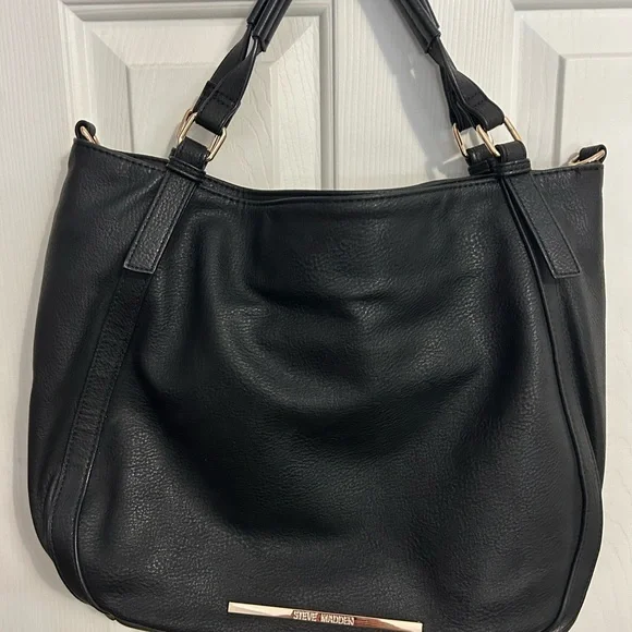 Steve Madden Black Faux Leather Bag Gold Hardware & Studs - Picture 14 of 14
